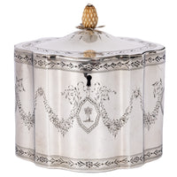 Antique Georgian Locking Sterling Silver Tea Caddy Henry Chawner London, 1787