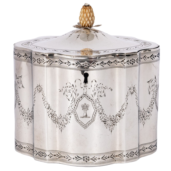 Antique Georgian Locking Sterling Silver Tea Caddy Henry Chawner London, 1787
