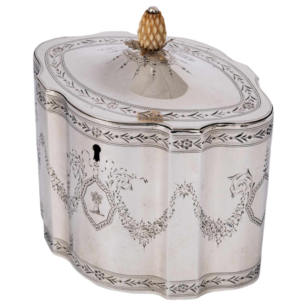 Antique Georgian Locking Sterling Silver Tea Caddy Henry Chawner London, 1787