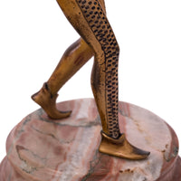Antique French Art Deco Cold Painted Bronze Ivory Jester Sculpture Figure, 1920