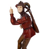 Antique French Art Deco Cold Painted Bronze Ivory Jester Sculpture Figure, 1920