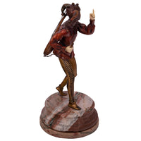 Antique French Art Deco Cold Painted Bronze Ivory Jester Sculpture Figure, 1920