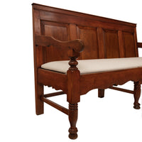 Antique 18th Century American Colonial Cherry Paneled Tavern Bench Settle, 1780