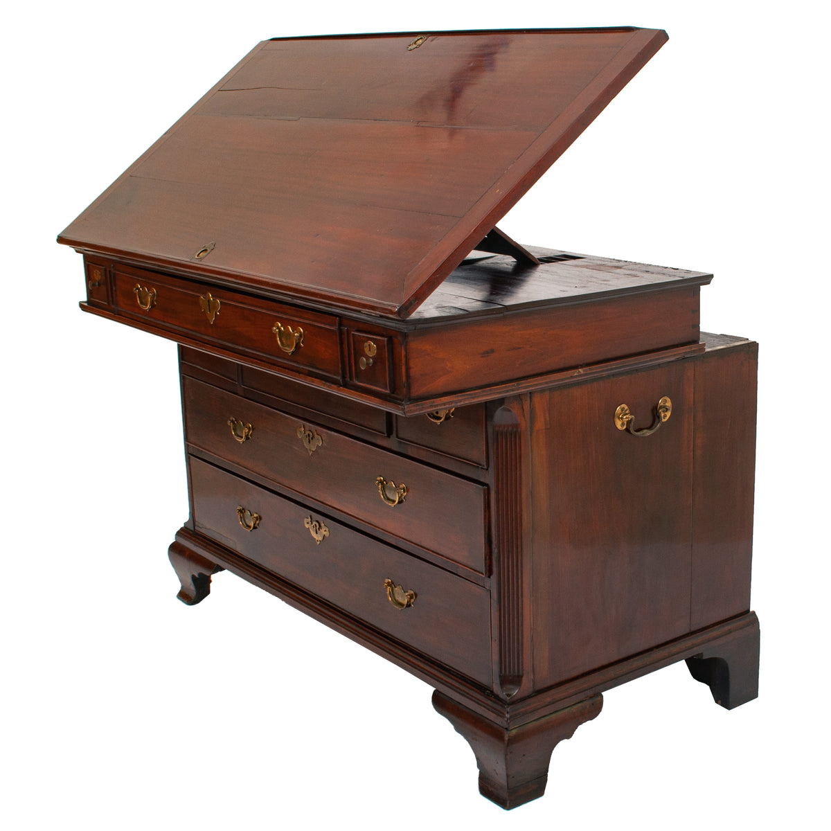 Antique Mahogany Georgian Architect's Drafting Drawing Desk Table Chest Circa 1780