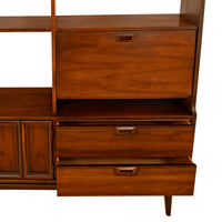 American Mid-Century Modern Walnut Room Divider Bar Desk Buffet Hutch, 1960's