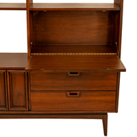 American Mid-Century Modern Walnut Room Divider Bar Desk Buffet Hutch, 1960's