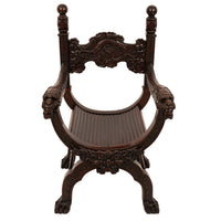 Antique American Robert Mitchell Carved Chinoiserie Savonarola Dragon Chair Circa 1900