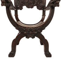 Antique American Robert Mitchell Carved Chinoiserie Savonarola Dragon Chair Circa 1900