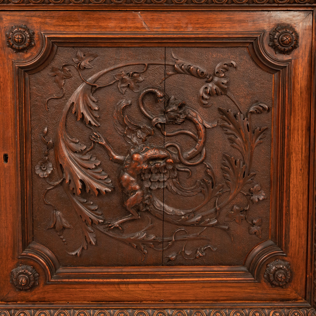 Antique Italian Renaissance Revival Walnut Carved 'Mermaid" Dresser Chest Circa 1870