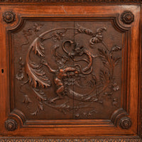 Antique Italian Renaissance Revival Walnut Carved 'Mermaid" Dresser Chest Circa 1870