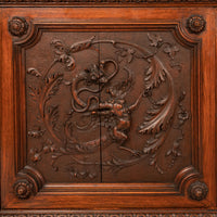 Antique Italian Renaissance Revival Walnut Carved 'Mermaid" Dresser Chest Circa 1870