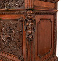 Antique Italian Renaissance Revival Walnut Carved 'Mermaid" Dresser Chest Circa 1870