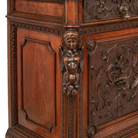 Antique Italian Renaissance Revival Walnut Carved 'Mermaid" Dresser Chest Circa 1870
