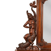 Antique Italian Renaissance Revival Walnut Carved 'Mermaid" Dresser Chest Circa 1870