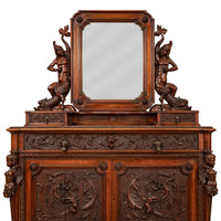 Antique Italian Renaissance Revival Walnut Carved 'Mermaid" Dresser Chest Circa 1870