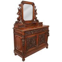 Antique Italian Renaissance Revival Walnut Carved 'Mermaid" Dresser Chest Circa 1870