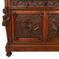Antique Italian Renaissance Revival Walnut Carved 'Mermaid" Dresser Chest Circa 1870