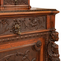 Antique Italian Renaissance Revival Walnut Carved 'Mermaid" Dresser Chest Circa 1870