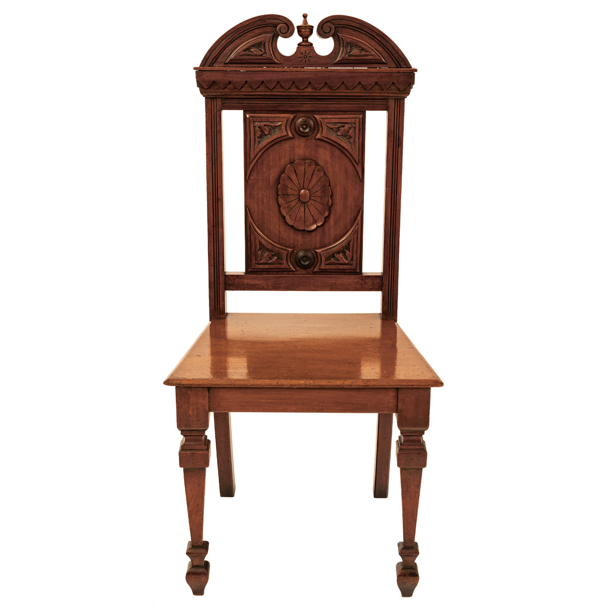 Antique Pair Regency George IV Neo-Classical Architectural Mahogany Hall Chairs Circa 1830