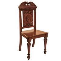 Antique Pair Regency George IV Neo-Classical Architectural Mahogany Hall Chairs Circa 1830