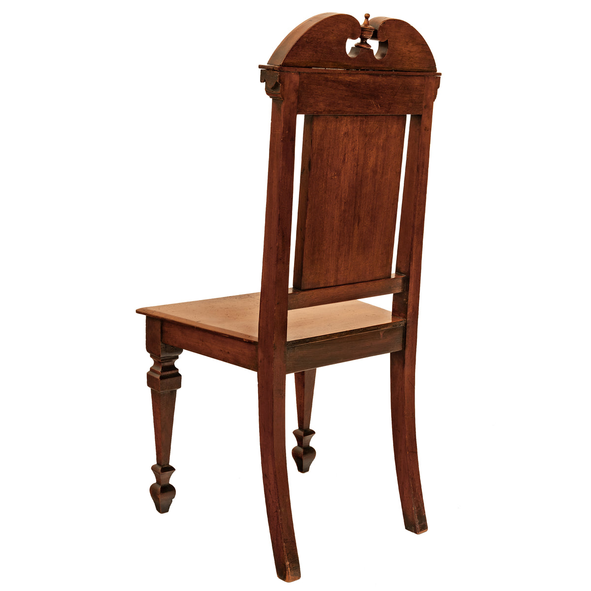 Antique Pair Regency George IV Neo-Classical Architectural Mahogany Hall Chairs Circa 1830