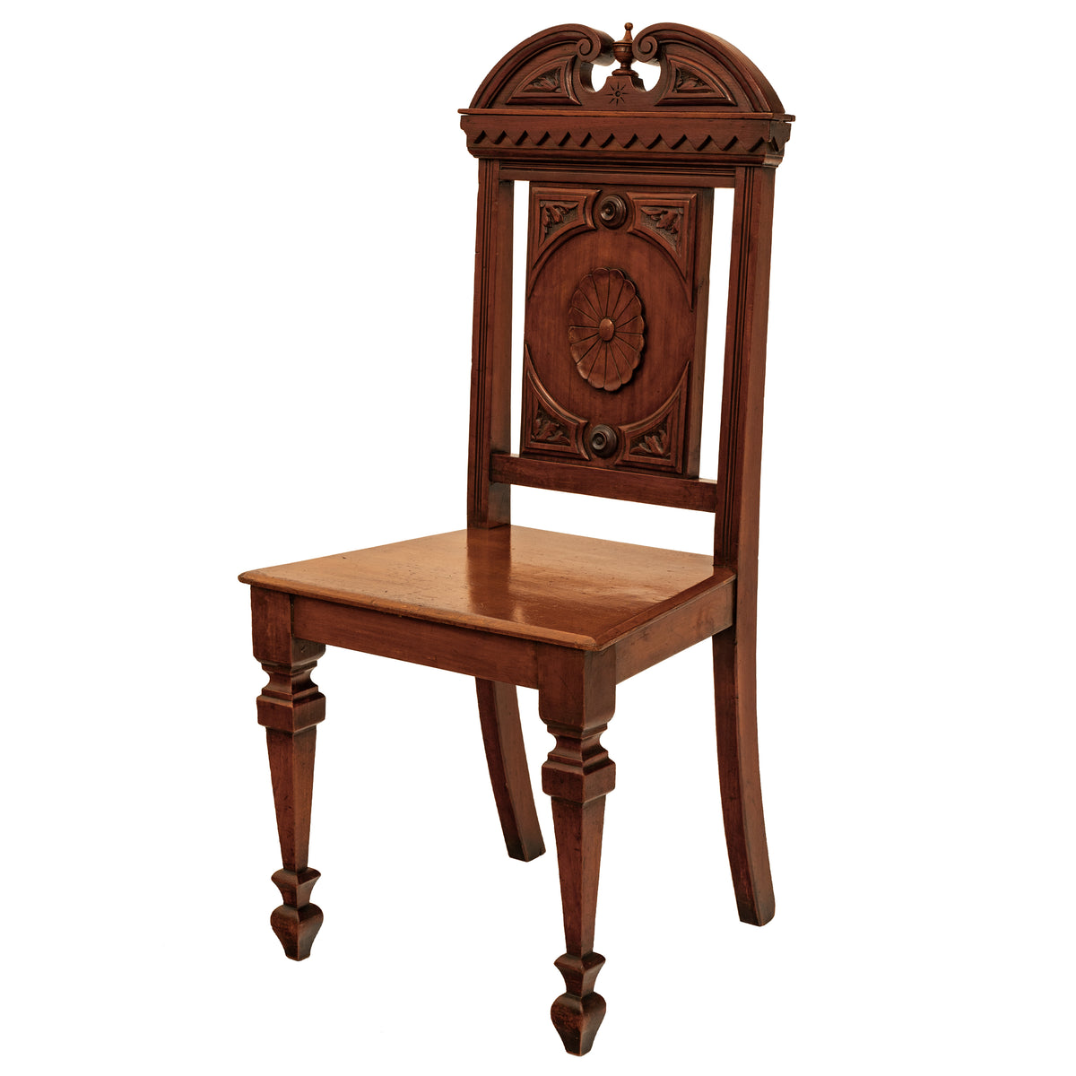 Antique Pair Regency George IV Neo-Classical Architectural Mahogany Hall Chairs Circa 1830