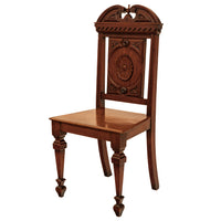 Antique Pair Regency George IV Neo-Classical Architectural Mahogany Hall Chairs Circa 1830