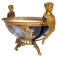 Antique French Sevres Porcelain Bronze Ormolu Candelarbra Jardiniere Garniture, Circa 1880