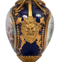 Antique French Sevres Porcelain Bronze Ormolu Candelarbra Jardiniere Garniture, Circa 1880