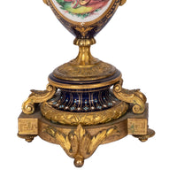 Antique French Sevres Porcelain Bronze Ormolu Candelarbra Jardiniere Garniture, Circa 1880
