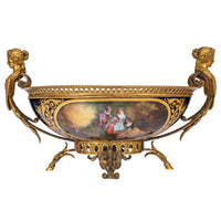 Antique French Sevres Porcelain Bronze Ormolu Candelarbra Jardiniere Garniture, Circa 1880