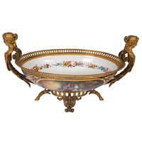 Antique French Sevres Porcelain Bronze Ormolu Candelarbra Jardiniere Garniture, Circa 1880