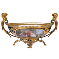 Antique French Sevres Porcelain Bronze Ormolu Candelarbra Jardiniere Garniture, Circa 1880