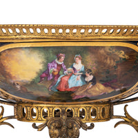 Antique French Sevres Porcelain Bronze Ormolu Candelarbra Jardiniere Garniture, Circa 1880