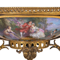 Antique French Sevres Porcelain Bronze Ormolu Candelarbra Jardiniere Garniture, Circa 1880
