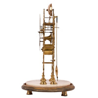 Antique 19th Century English 8 Day Fusee Brass & Glass Dome Skeleton Clock, Circa 1870