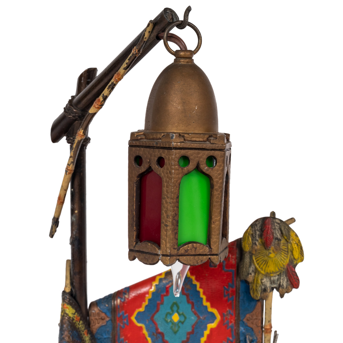 Antique Austrian Cold Painted Bronze Franz Bergmann Arab Carpet Seller Lamp, Circa 1920