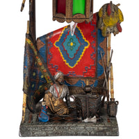 Antique Austrian Cold Painted Bronze Franz Bergmann Arab Carpet Seller Lamp, Circa 1920