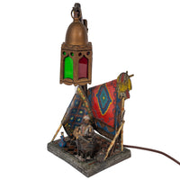 Antique Austrian Cold Painted Bronze Franz Bergmann Arab Carpet Seller Lamp, Circa 1920