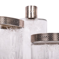 Antique Regency Inlaid Rosewood Silver Perfume Bottle Box Dressing Set, 1824