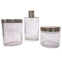 Antique Regency Inlaid Rosewood Silver Perfume Bottle Box Dressing Set, 1824