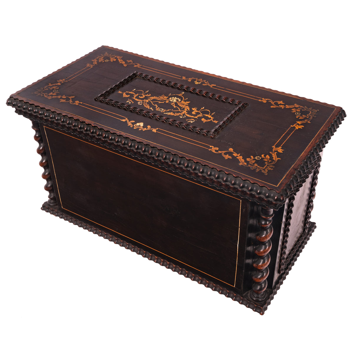 Antique Regency Inlaid Rosewood Silver Perfume Bottle Box Dressing Set, 1824