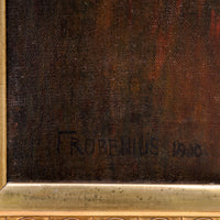Large Antique German Oil Canvas Hermann Frobenius Pre-Raphaelite Painting 1900