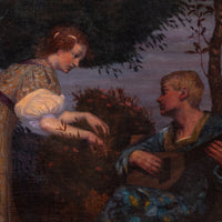 Large Antique German Oil Canvas Hermann Frobenius Pre-Raphaelite Painting 1900