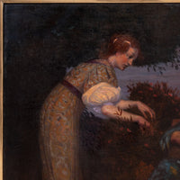 Large Antique German Oil Canvas Hermann Frobenius Pre-Raphaelite Painting 1900