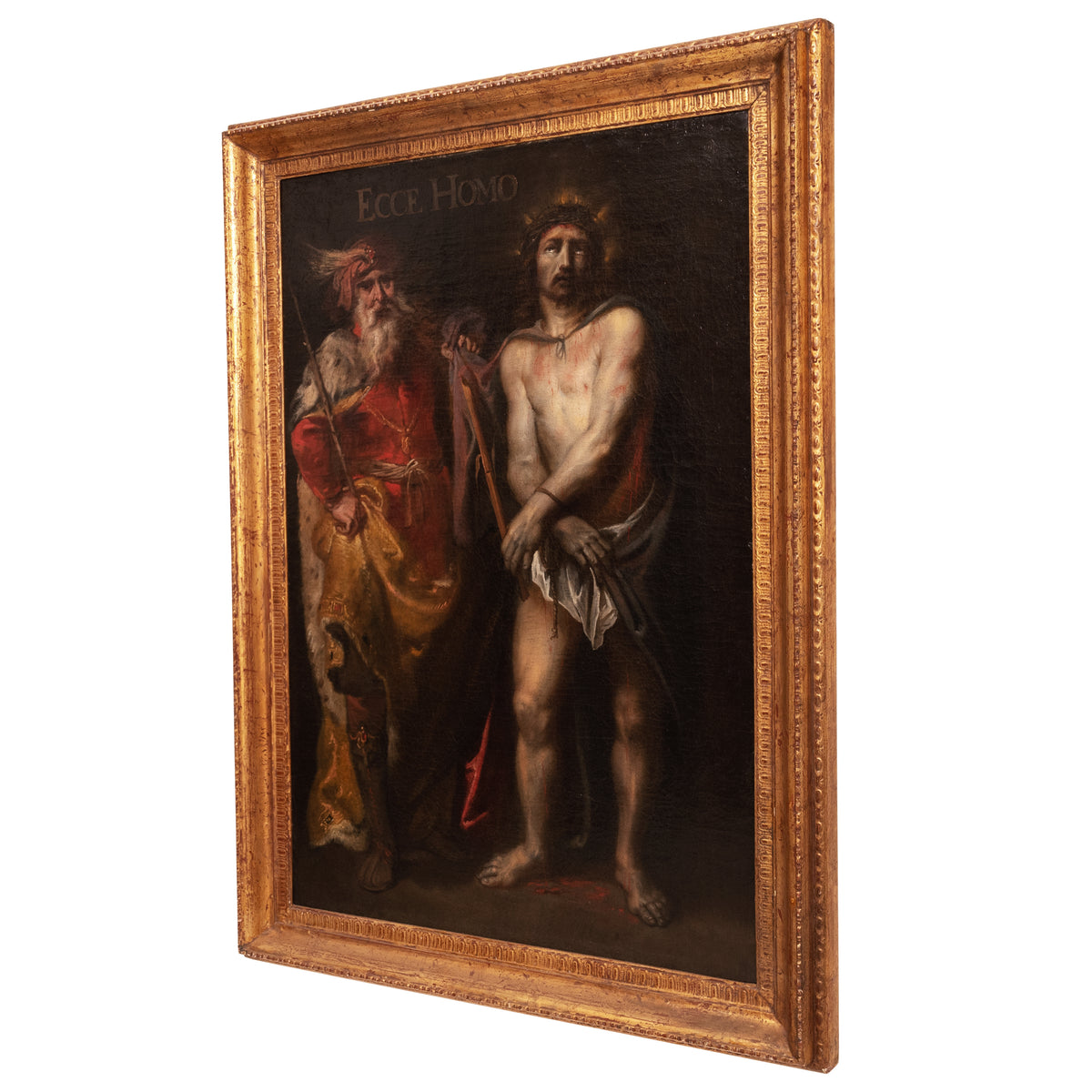 Old Master Flemish Oil on Canvas Baroque Painting Jesus Christ Ecce Homo, Circa 1630