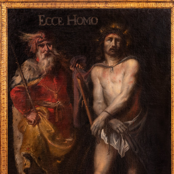 Old Master Flemish Oil on Canvas Baroque Painting Jesus Christ Ecce Homo, Circa 1630