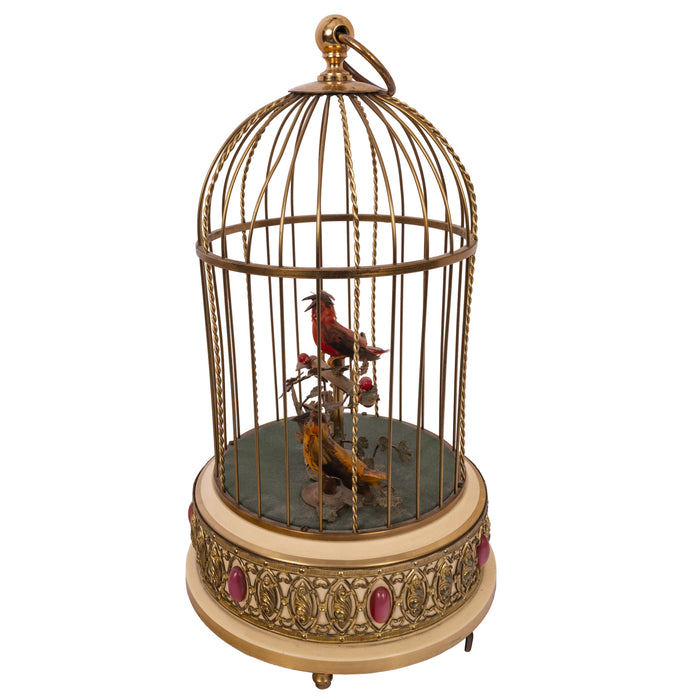 Antique German Singing Twin Bird Cage Music Box Automaton Karl Griesbaum, Circa 1950