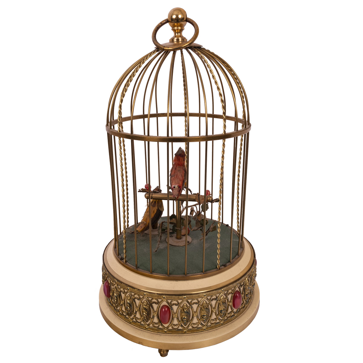 Antique German Singing Twin Bird Cage Music Box Automaton Karl Griesbaum, Circa 1950