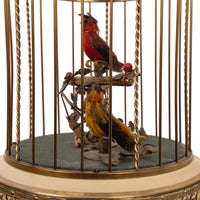 Antique German Singing Twin Bird Cage Music Box Automaton Karl Griesbaum, Circa 1950